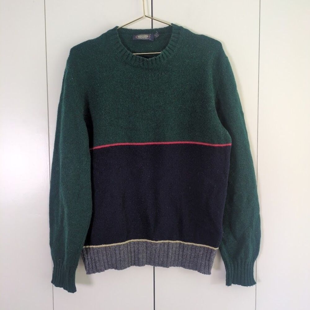 Knights Bridge Vintage Wool Blend Knit Sweater Made In Italy Med Green Blue